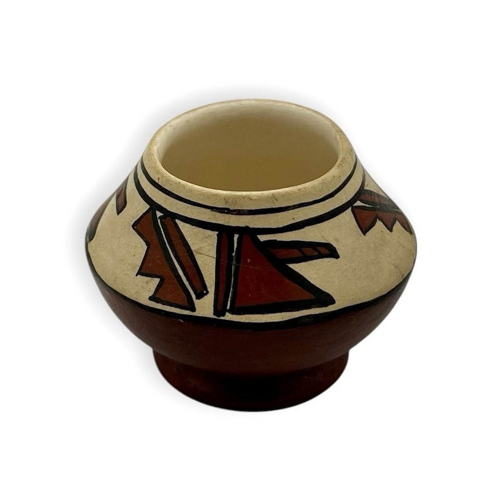 Vintage Native American Polychrome Pottery Mini Vase Pot‎ Signed MELA 2in